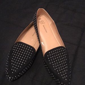 Black studded flats